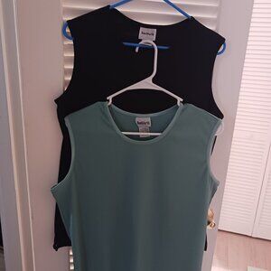 BON WORTH BRAND, SET OF TWO, SLEEVELESS, TANK TOPS, I GREEN I BLACK, SZ MED